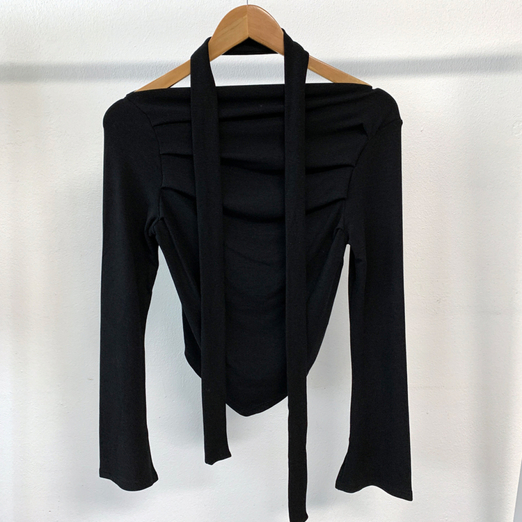 【マフラー付き】シャーリングスパンオフショルダーTシャツ