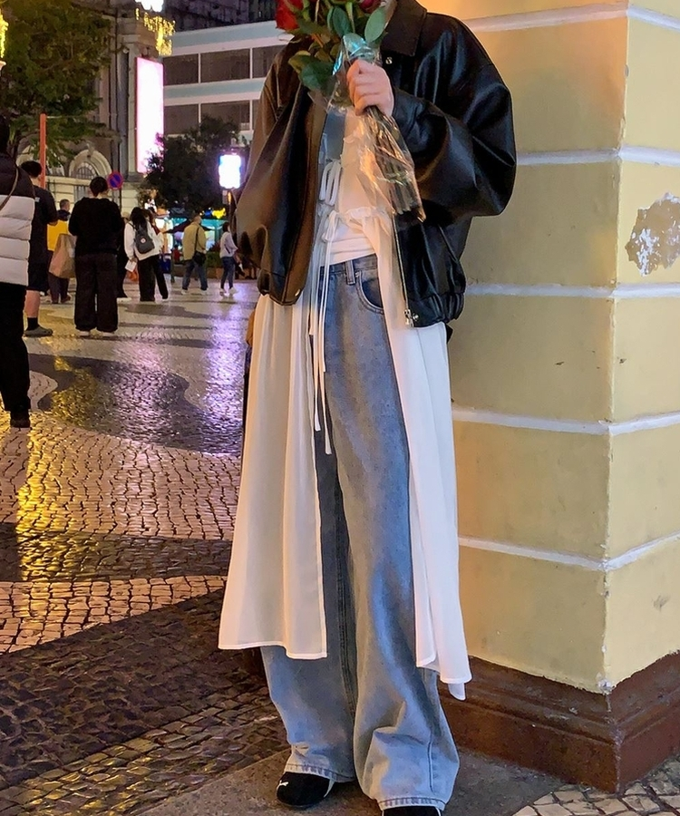 リボンレイヤードビスチェロングワンピース WHITE