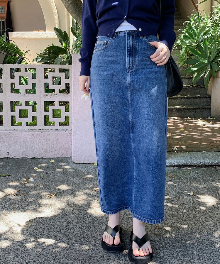 【丈別】ウォッシングデニムスカート DARK DENIM