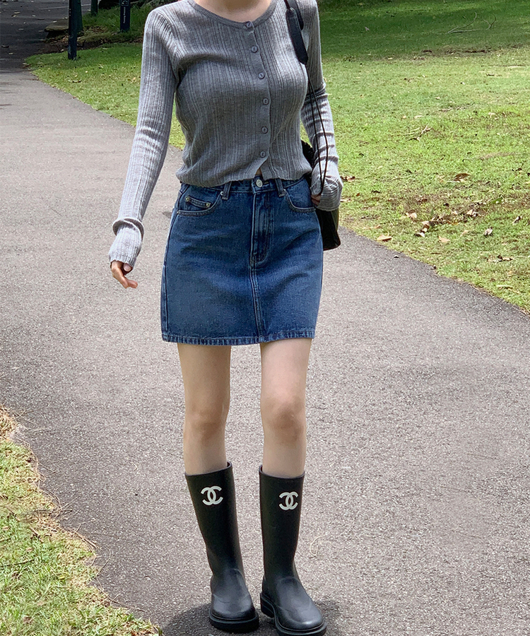 【丈別】ウォッシングデニムスカート DARK DENIM