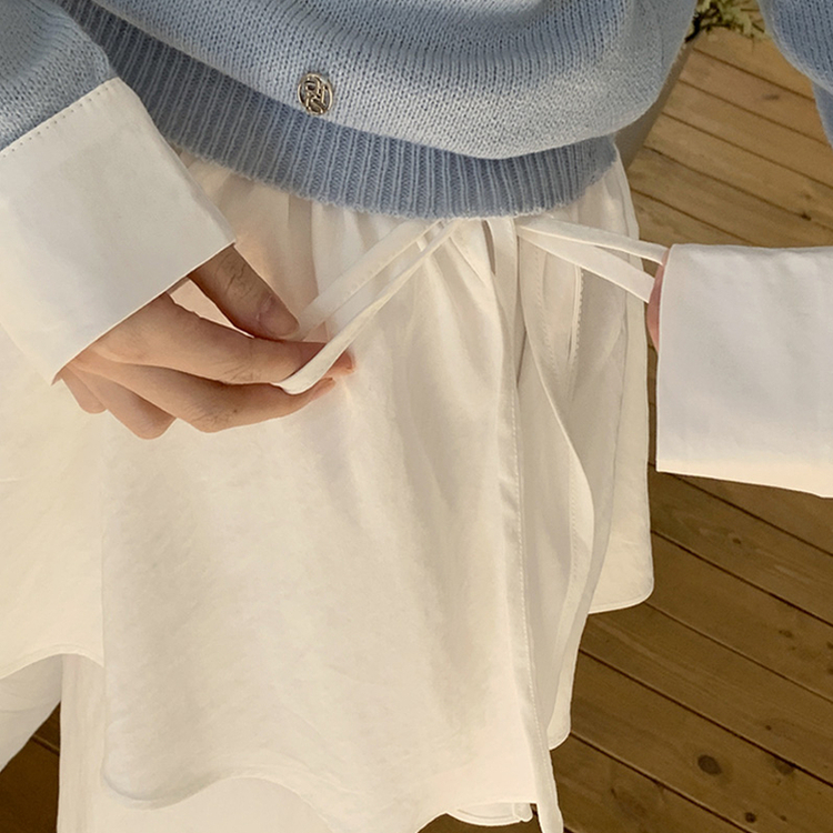 （別々にも一緒にも♥/下半身カバー パンツ）リボル ラップ フリルスカート レイヤード ワイドパンツ セット IVORY