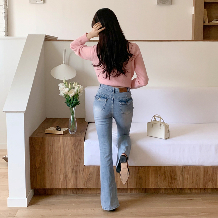 (完璧なロングレッグフィット/スリムブーツカット) Sealing キャットブラシウォッシュデニムブーツカットパンツ LIGHT BLUE