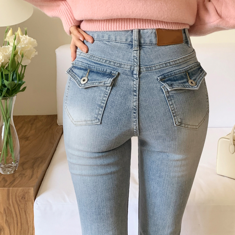 (完璧なロングレッグフィット/スリムブーツカット) Sealing キャットブラシウォッシュデニムブーツカットパンツ LIGHT BLUE