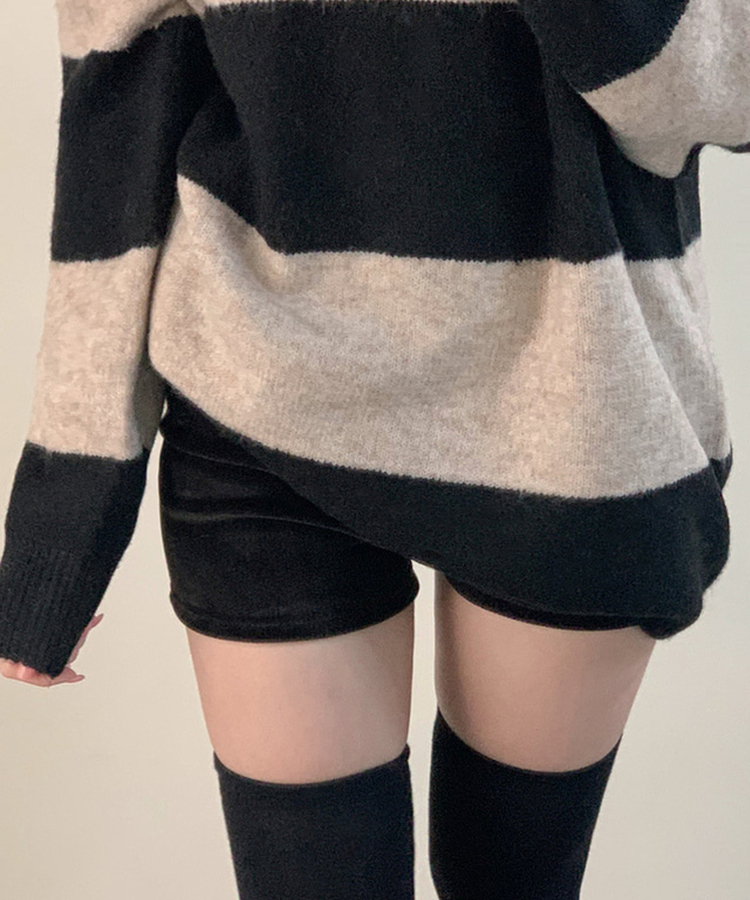 ベロアミンクショートパンツ(5color) BLACK
