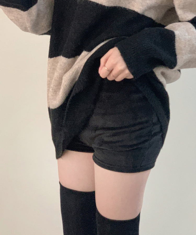 ベロアミンクショートパンツ(5color) BLACK