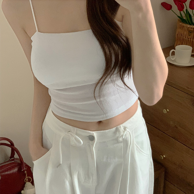 【カップ付き】クロップスリムタイトキャミソール IVORY