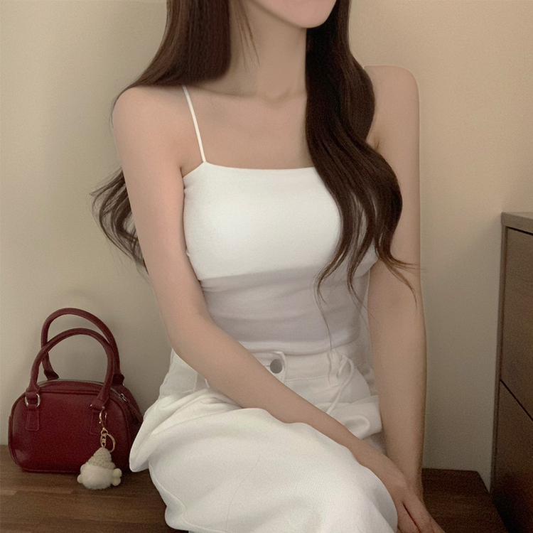 【カップ付き】クロップスリムタイトキャミソール IVORY