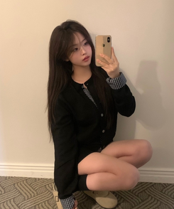 チェックバイカラーニットカーディガン BLACK