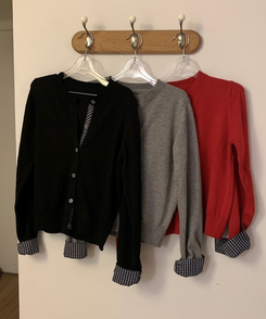 チェックバイカラーニットカーディガン