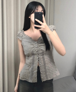 半袖Tシャツ レースビスチェショルダーキャミソール GREY