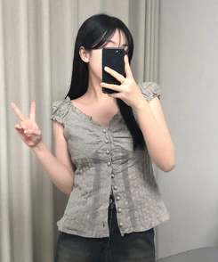 半袖Tシャツ レースビスチェショルダーキャミソール GREY