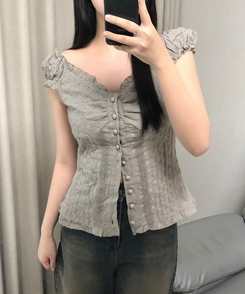 半袖Tシャツ レースビスチェショルダーキャミソール GREY