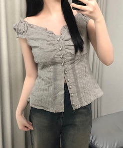 半袖Tシャツ レースビスチェショルダーキャミソール GREY
