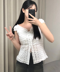 半袖Tシャツ レースビスチェショルダーキャミソール WHITE