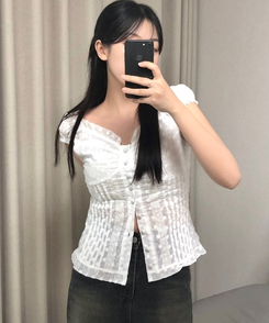 半袖Tシャツ レースビスチェショルダーキャミソール WHITE