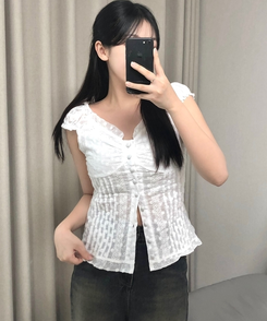 半袖Tシャツ レースビスチェショルダーキャミソール WHITE