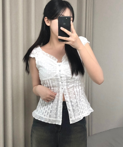 半袖Tシャツ レースビスチェショルダーキャミソール WHITE
