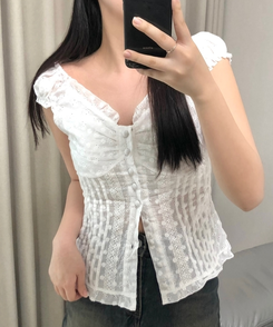 半袖Tシャツ レースビスチェショルダーキャミソール WHITE