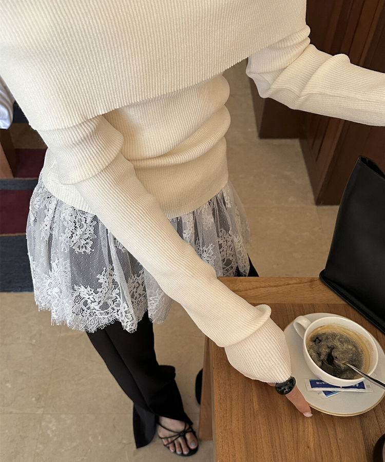 オフショルダーレースキャミソール IVORY