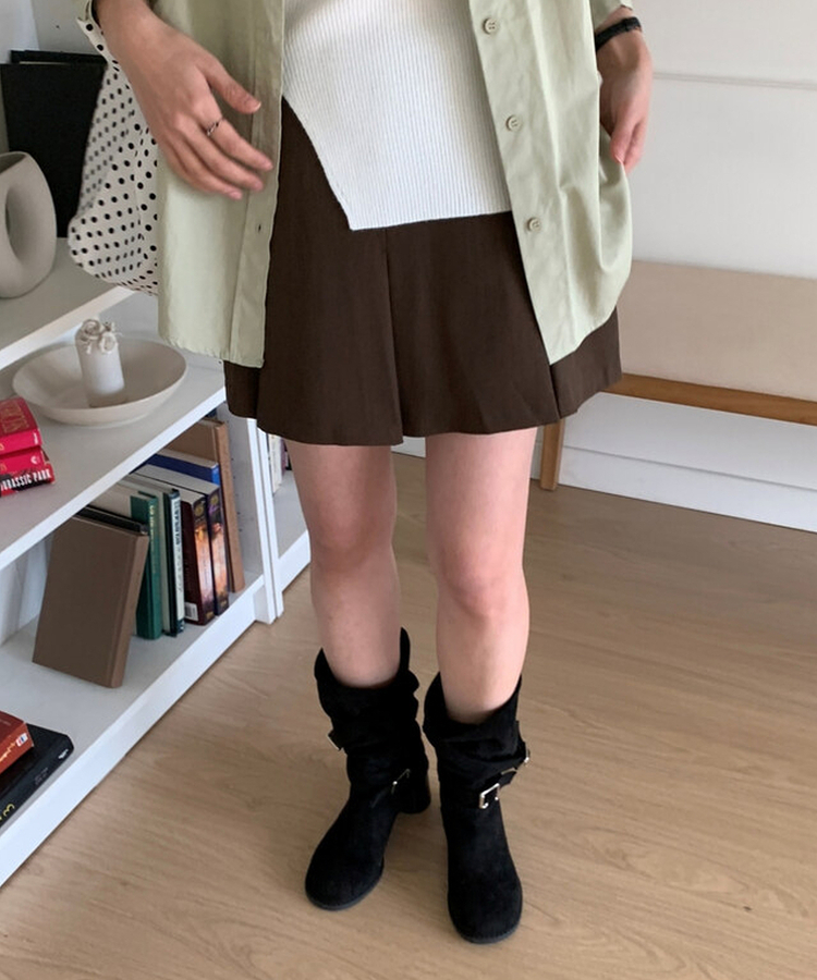 プリーツスAラインミニスカートパンツ(5color) BROWN