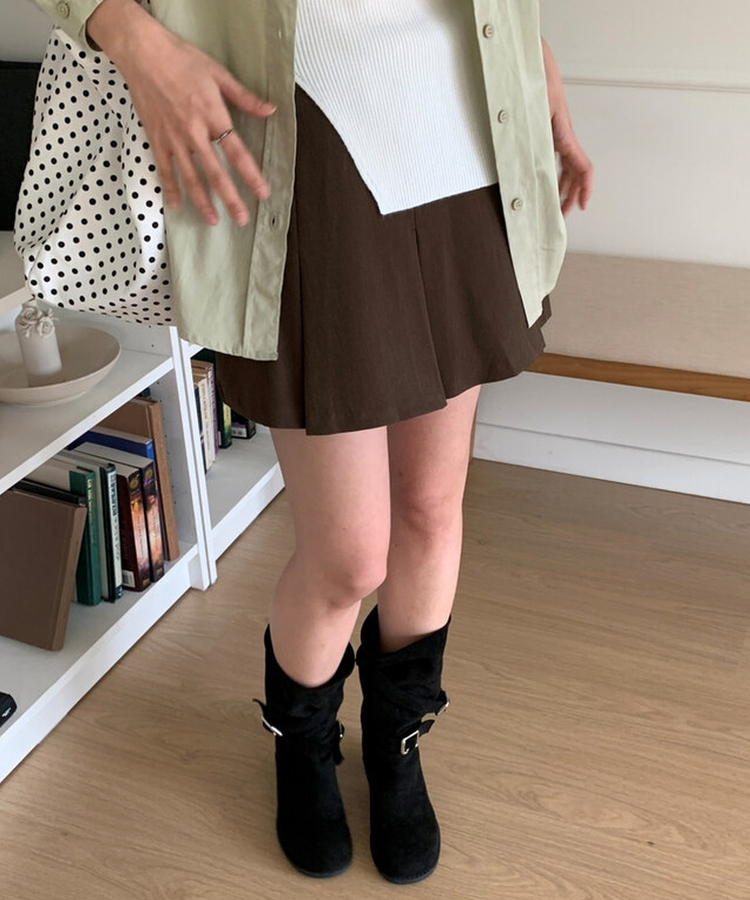 プリーツスAラインミニスカートパンツ(5color) BROWN