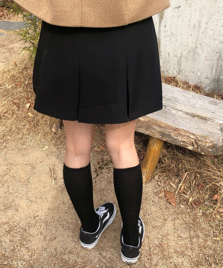 プリーツスAラインミニスカートパンツ(5color) BLACK