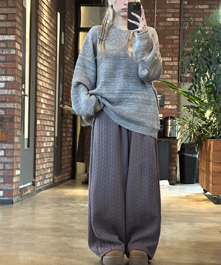 キルティングバンディングルーズパンツ