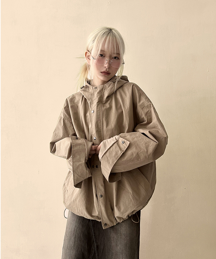 オーバーバイカラーミリタリージャケット BEIGE