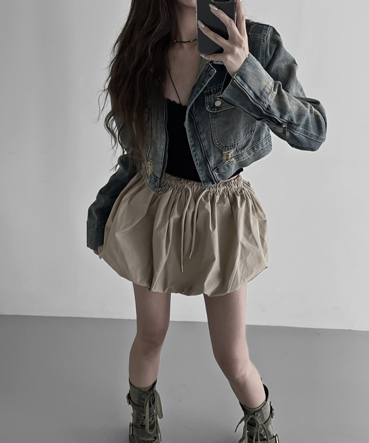 パンプキンバルーンミニスカート BEIGE