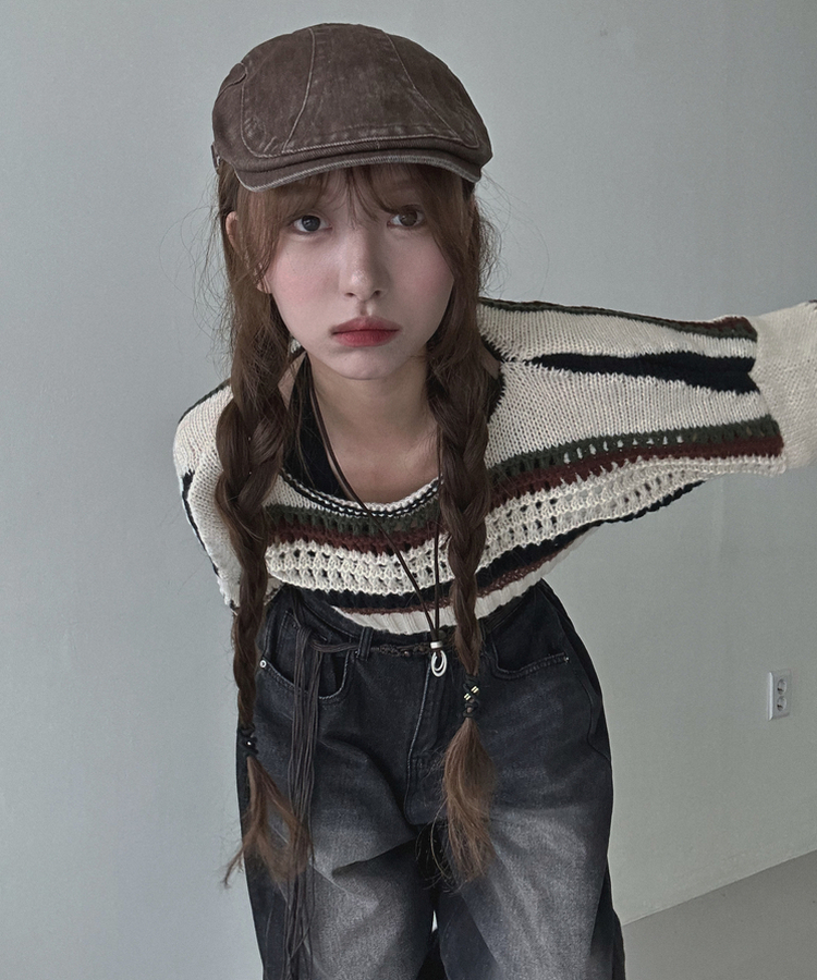 レイヤードクロップニット IVORY