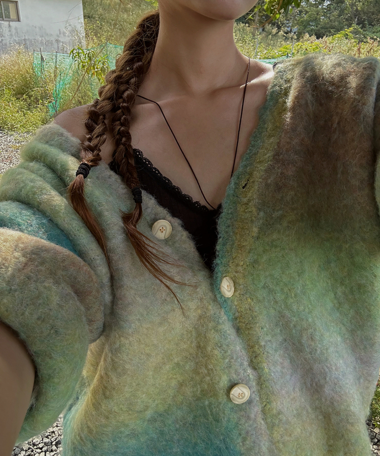 オーバーフィットモヘアカーディガン LIGHT GREEN