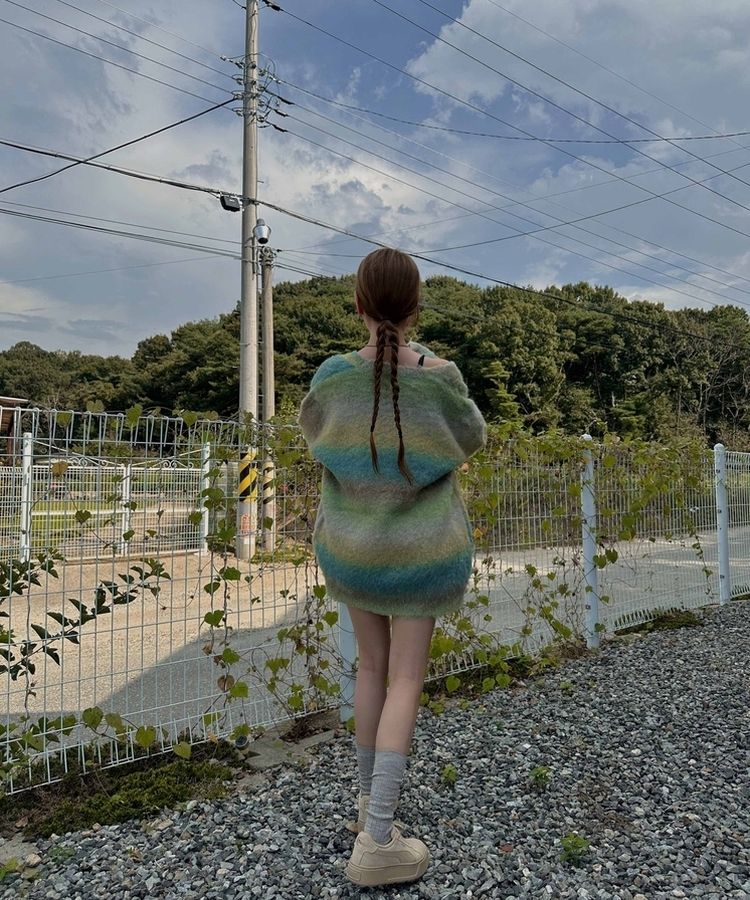 オーバーフィットモヘアカーディガン LIGHT GREEN
