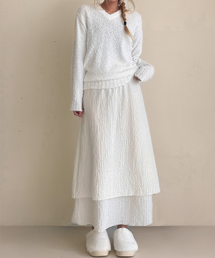 ルーズVネックニット(5color) IVORY