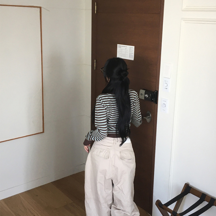 ストライプデイリーニット BROWN