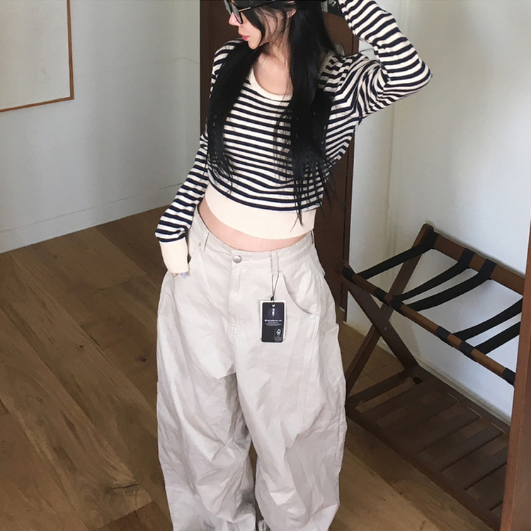 ストライプデイリーニット LIGHT BEIGE