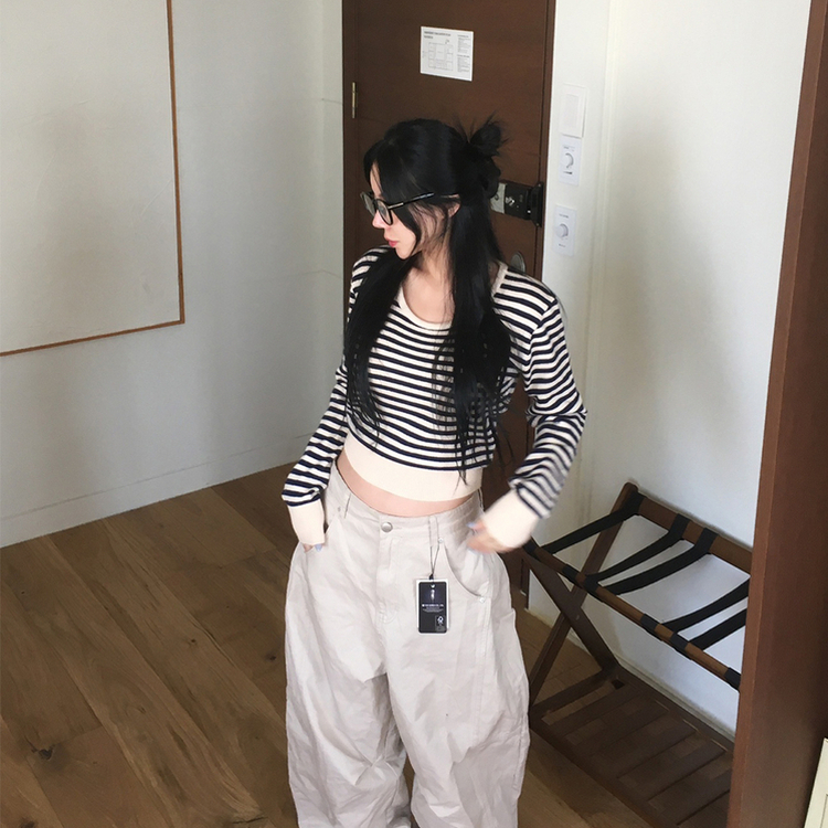 ストライプデイリーニット LIGHT BEIGE