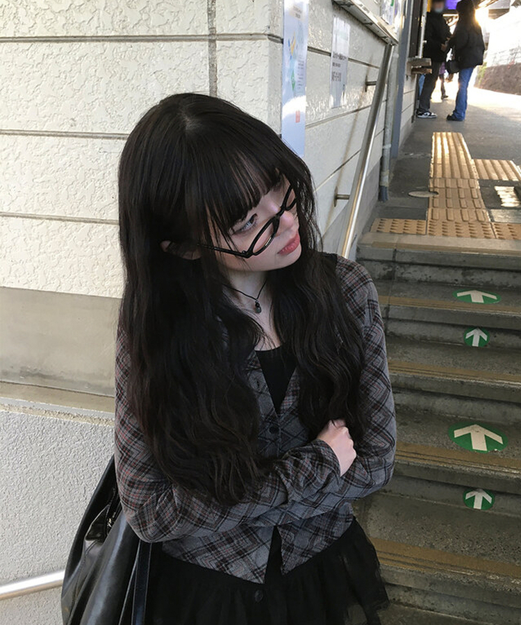 チェックスリムカーディガン CHARCOAL