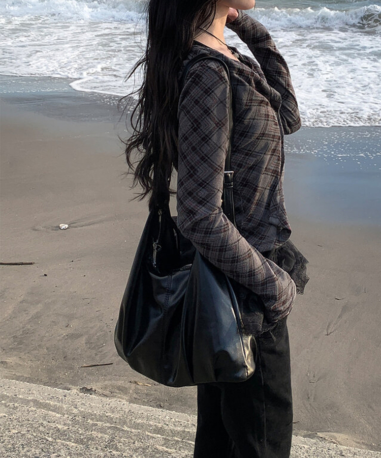 チェックスリムカーディガン CHARCOAL