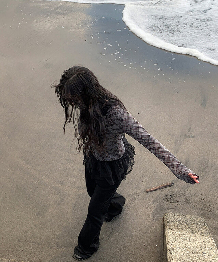 チェックスリムカーディガン CHARCOAL