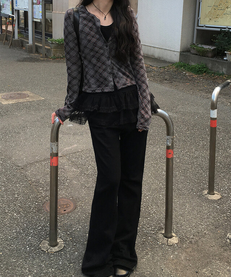 チェックスリムカーディガン CHARCOAL