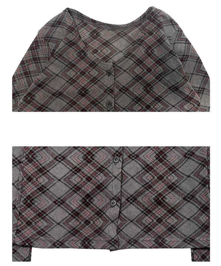 チェックスリムカーディガン