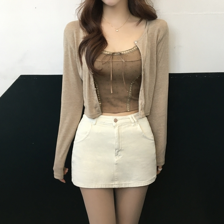 【SET】リボンキャミソールカーディガン BEIGE