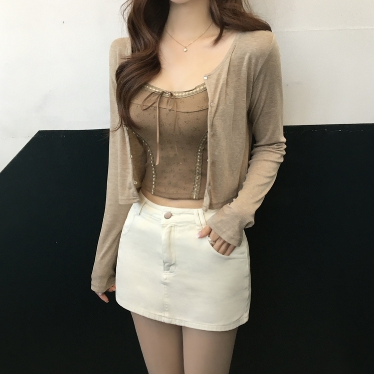 【SET】リボンキャミソールカーディガン BEIGE