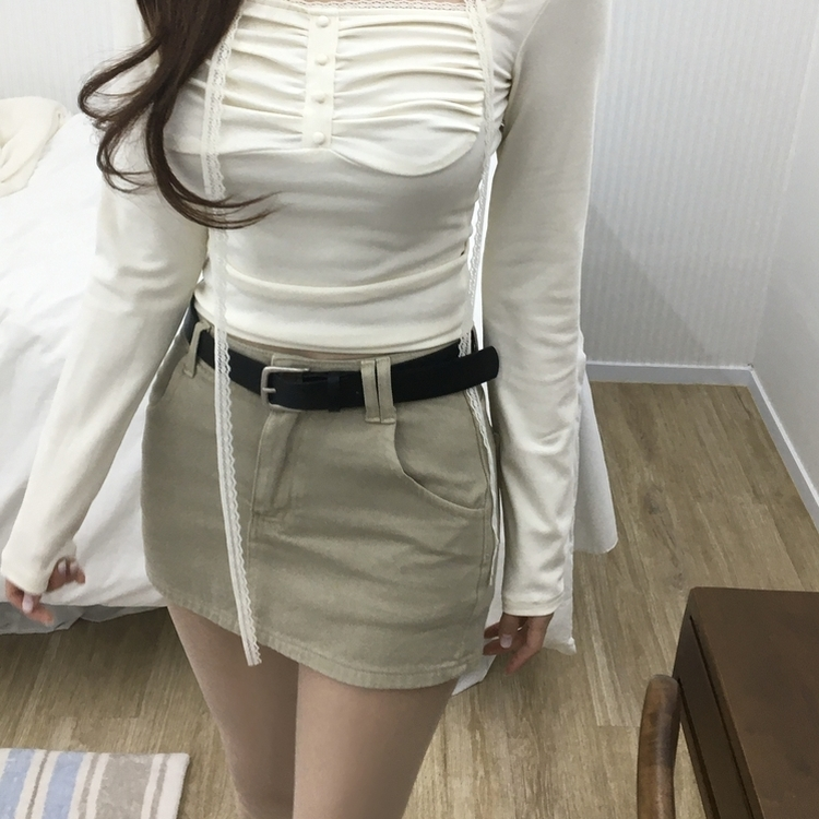 【ベルト付き】コットンカーゴミニスカートパンツ BEIGE