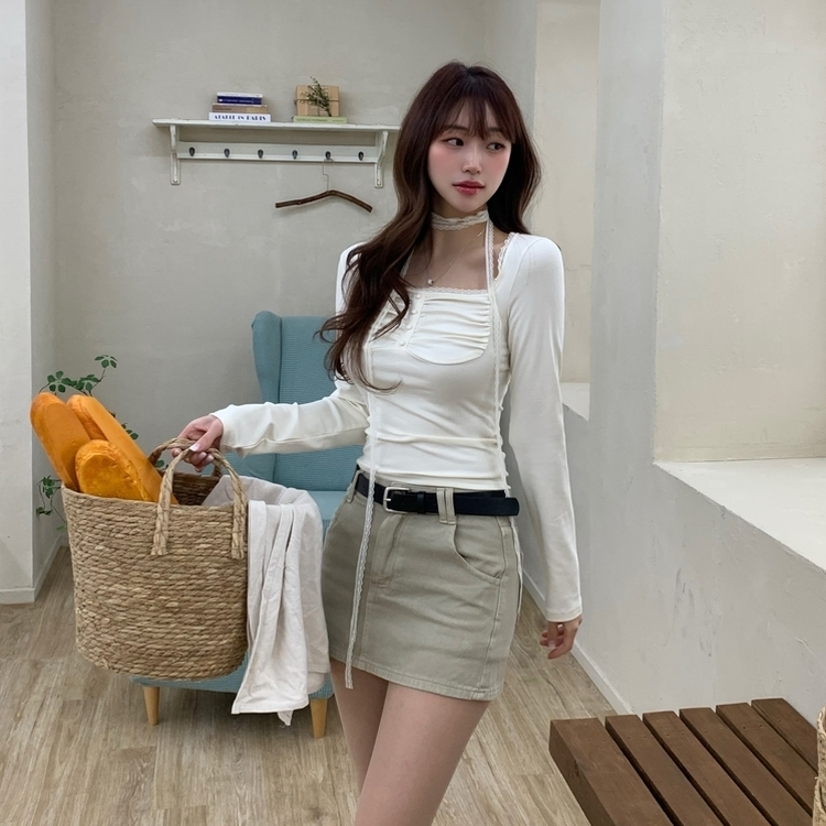 【ベルト付き】コットンカーゴミニスカートパンツ BEIGE