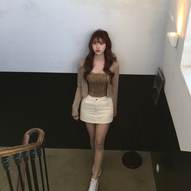 【ベルト付き】コットンカーゴミニスカートパンツ IVORY