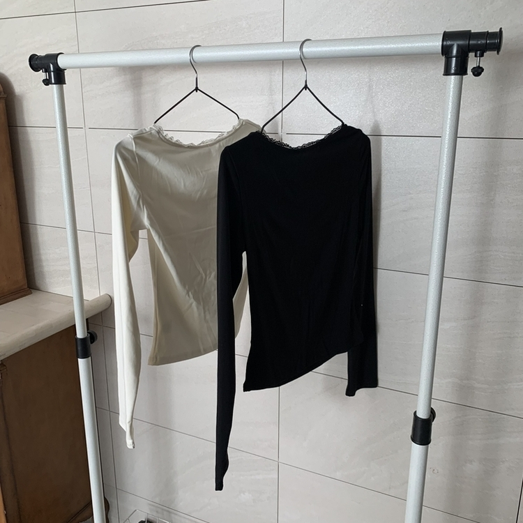 【タイ付き】レースシャーリング長袖Tシャツ