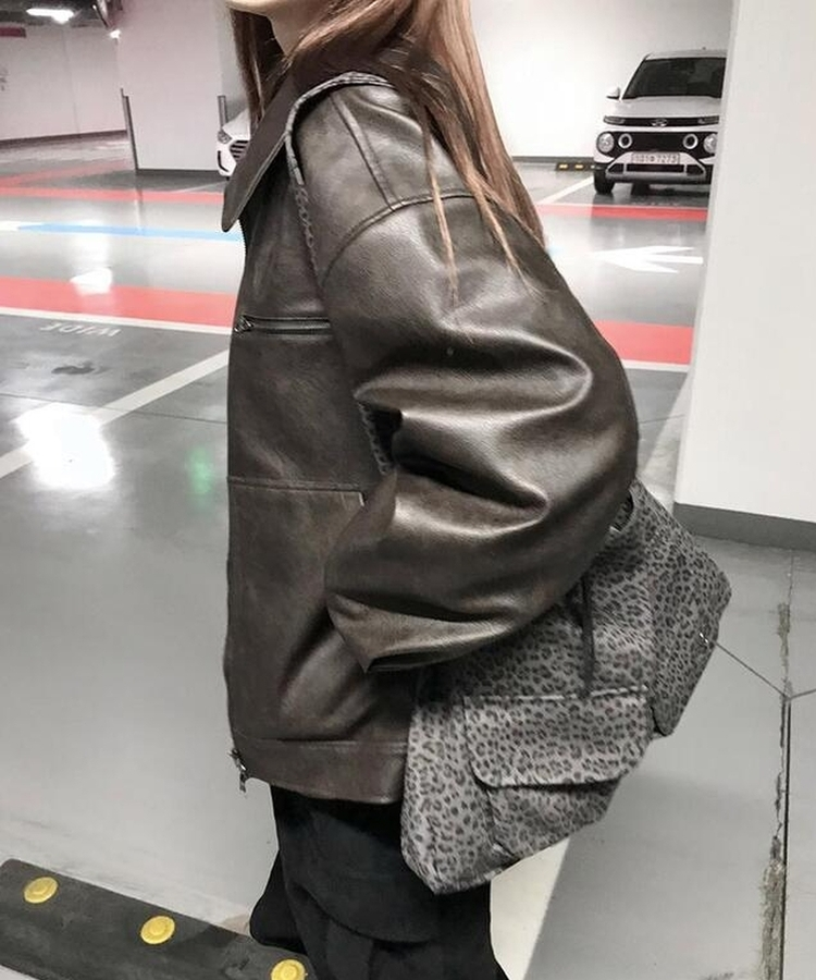 ヒョウ柄ショルダーバッグ BROWN