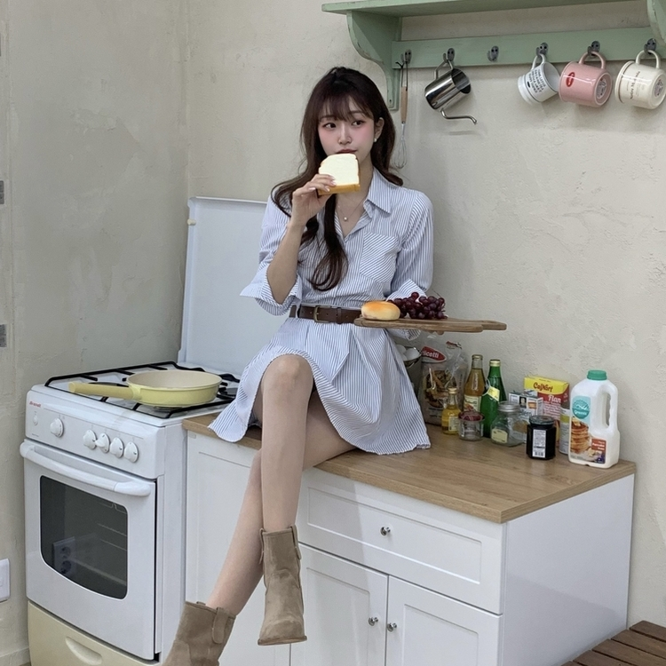 【ベルト付き】ピンタックベルトミニワンピース WHITE