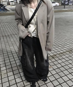 ワイド デニムカーゴパンツ BLACK DENIM